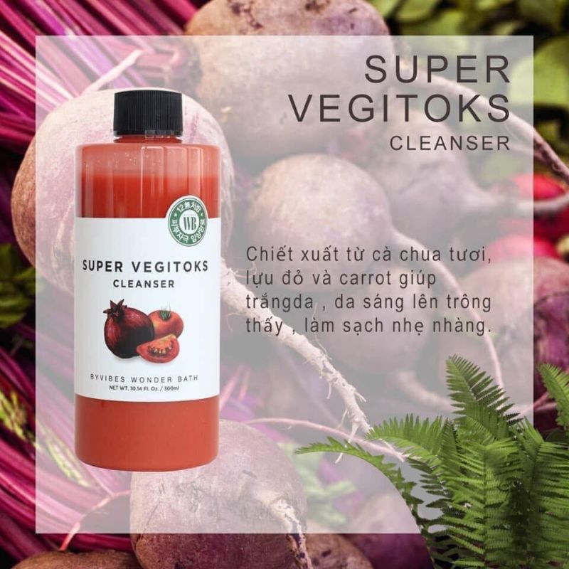Thành phần sữa rửa mặt rau củ màu đỏ Super Vegitok